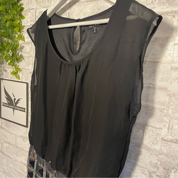 AS U WISH Black Sheer Sequin Gold Silver Aztec Geometric Mini Dress Size Medium - Picture 3 of 9